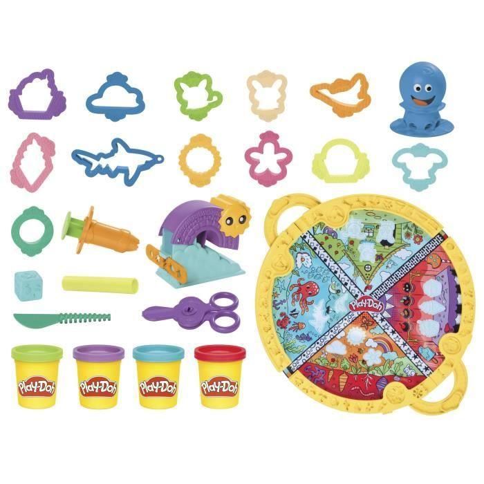 Play-Doh F9143 Set de juego portátil con 19 accesorios, alfombra de juego y desarrollo de motricidad para niños +3 años 1