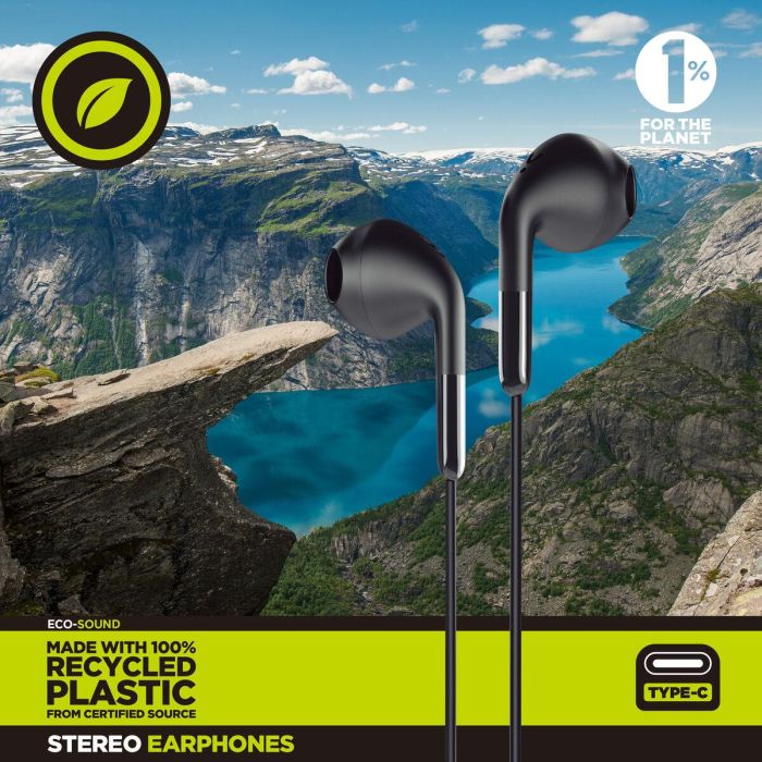 Muvit E58 Auriculares Estéreo con Micrófono USB Tipo C Fabricados con Plástico Reciclado Certificado GRS 3 Muvit E58 Auriculares Estéreo con Micrófono USB Tipo C Fabricados con Plástico Reciclado Certificado GRS 3