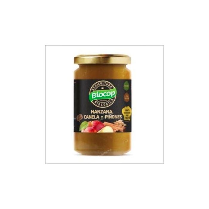 BIOCOP Compota de Manzana, Canela y Piñones Bio 280g - Ideal para Postres, Yogures y Recetas, Sin Gluten, Vegano