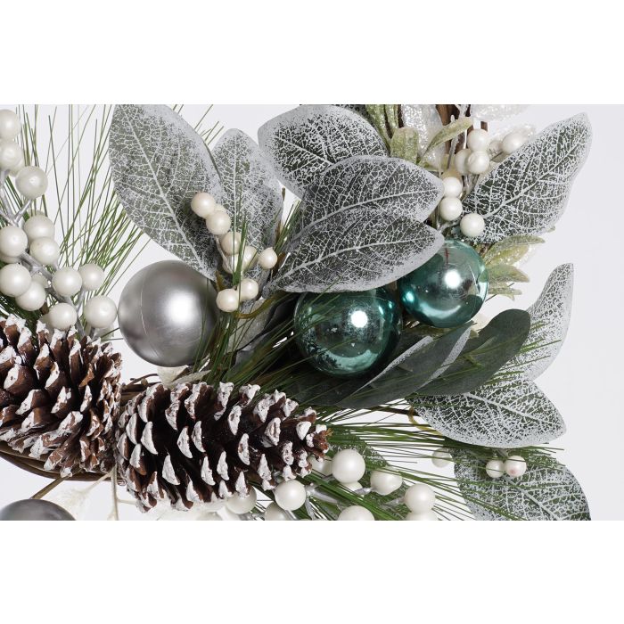 DKD Home Decor Corona de Navidad Moderna, Materiales PVC y Ratán, Colores Azul, Marrón y Blanco, Dimensiones 60x60x12 cm 1 DKD Home Decor Corona de Navidad Moderna, Materiales PVC y Ratán, Colores Azul, Marrón y Blanco, Dimensiones 60x60x12 cm 1
