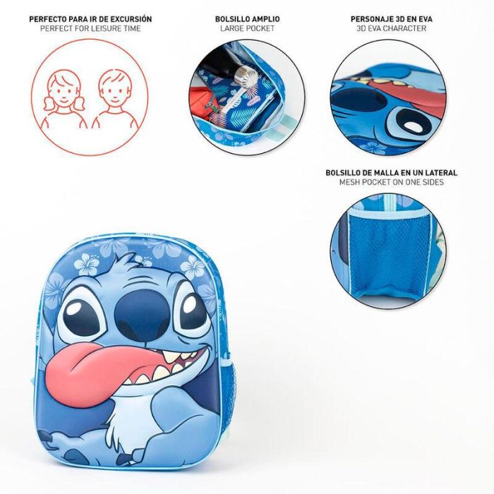 Mochila Escolar Stitch Azul 25 x 31 x 10 cm 3 Mochila Escolar Stitch Azul 25 x 31 x 10 cm 3