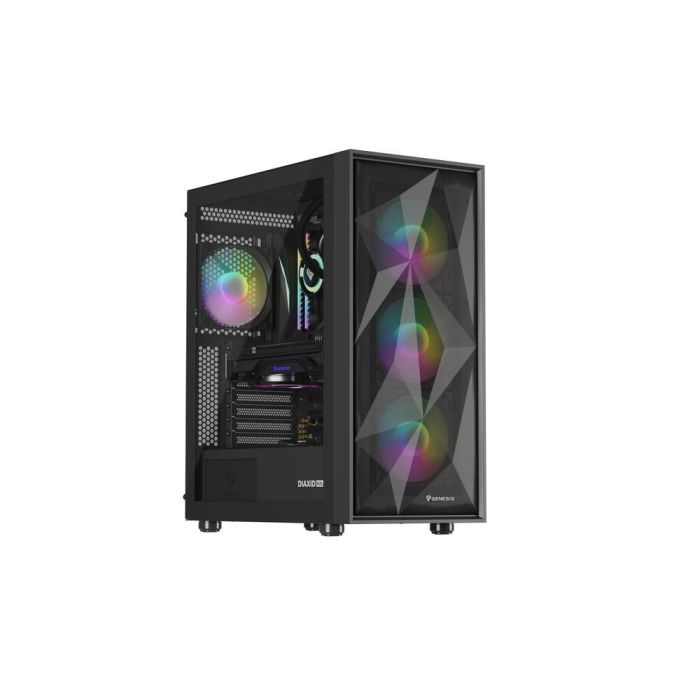 Genesis Diaxid 605 Caja Gaming Midi Tower, ATX/Micro-ATX/Mini-ITX, Cristal Templado, 4 Ventiladores ARGB, USB 3.0/3.1 Tipo-C 2