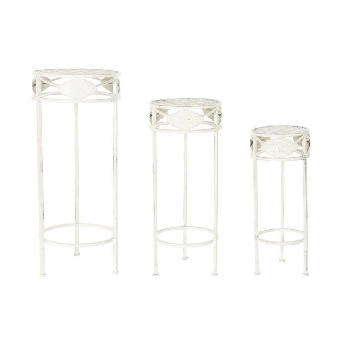 Mesita Auxiliar Terraza Y Jardin DKD Home Decor Blanco 30.5 x 70 x 30.5 cm Set de 3 Mesita Auxiliar Terraza Y Jardin DKD Home Decor Blanco 30.5 x 70 x 30.5 cm Set de 3
