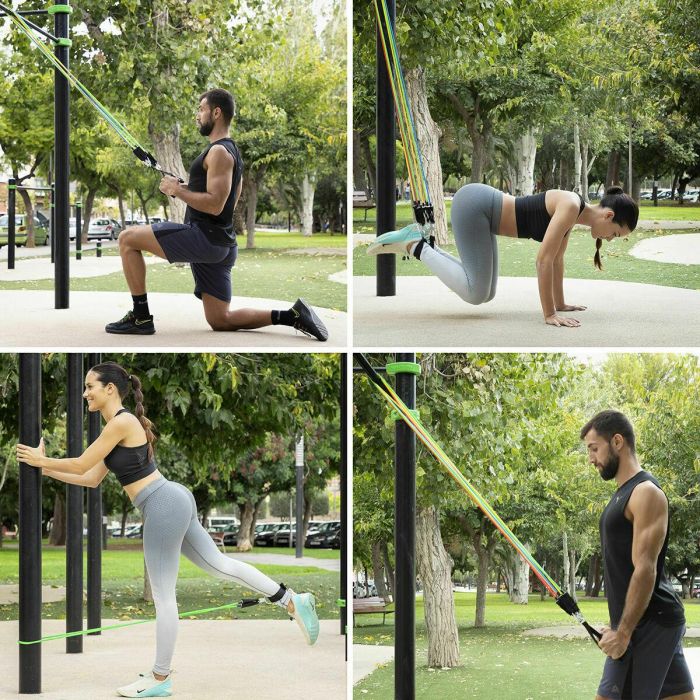 Pack Tabla de Flexiones Push-Up y Set de Bandas de Resistencia con Accesorios y Guía de Ejercicios InnovaGoods 12