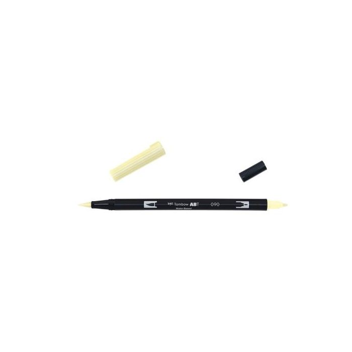 Tombow ABT-090 Rotulador Doble Punta Pincel Dual Brush - Color Baby Yellow, Punta Fina y de Pincel, Tinta Base Agua 0
