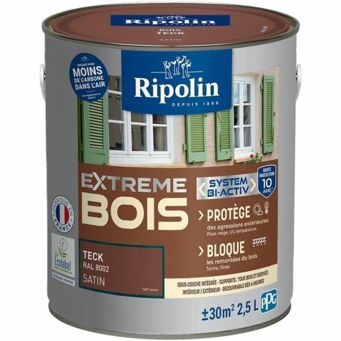 Ripolin Pintura para Madera Interior y Exterior, Teca Satinada, 2,5L - Protección y Realce Duradero, Resistente a Golpes, Sin Imprimación Ripolin Pintura para Madera Interior y Exterior, Teca Satinada, 2,5L - Protección y Realce Duradero, Resistente a Golpes, Sin Imprimación