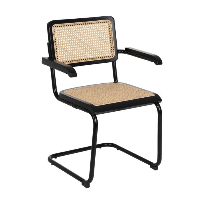 Silla Negro-Natural Madera-Ratán Salón 61,50 X 53 X 82,50 cm