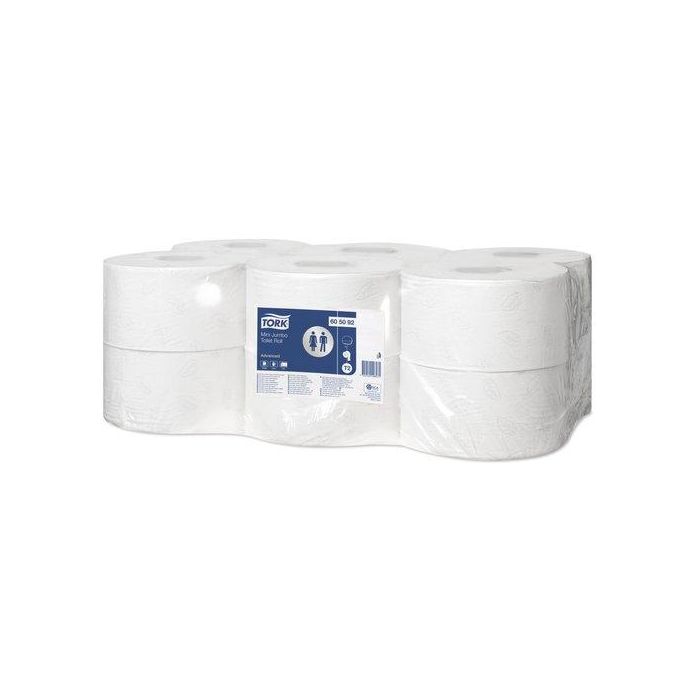 Papel Higienico Industrial Tork Mini Jumbo 2 Capas 160 Metros (Set de 12)