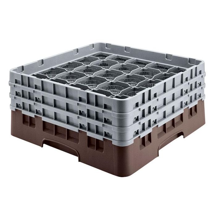 CAMBRO - 36S534-167 - Cesta de lavado 36 comp. 2 alturas - 7,2 cm Ø máx. - alt. máx. 14,9 cm - 50 x 50 x 18,4 cm - Castaño
