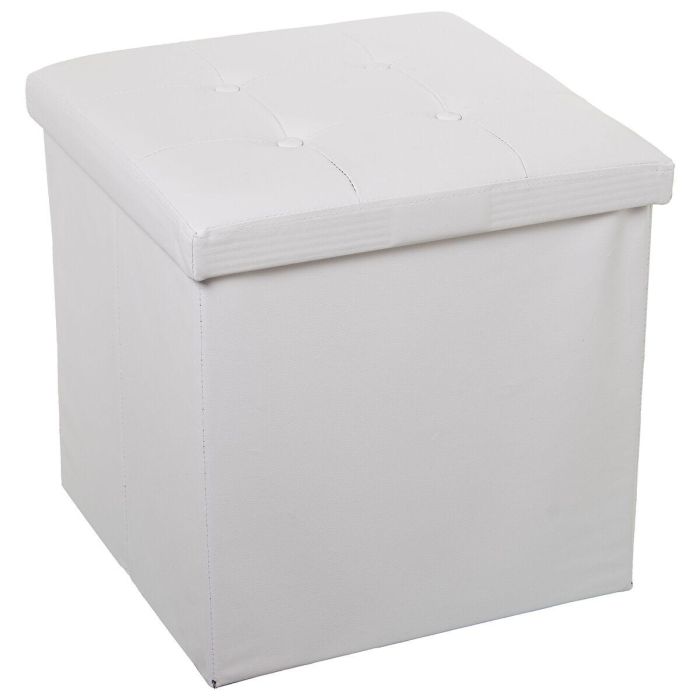 Puff Alexandra House Living Blanco Polipiel 45 x 45 x 45 cm Plegable