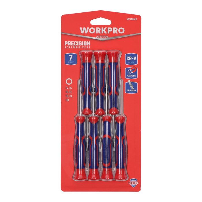 Destornilladores precisión torx, juego 7 piezas. workpro 4