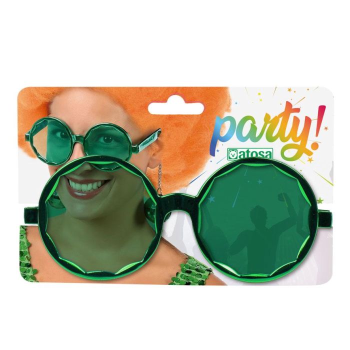 Gafas Redondas Con Bolas Carnaval Verdes Mujer Adulto 1