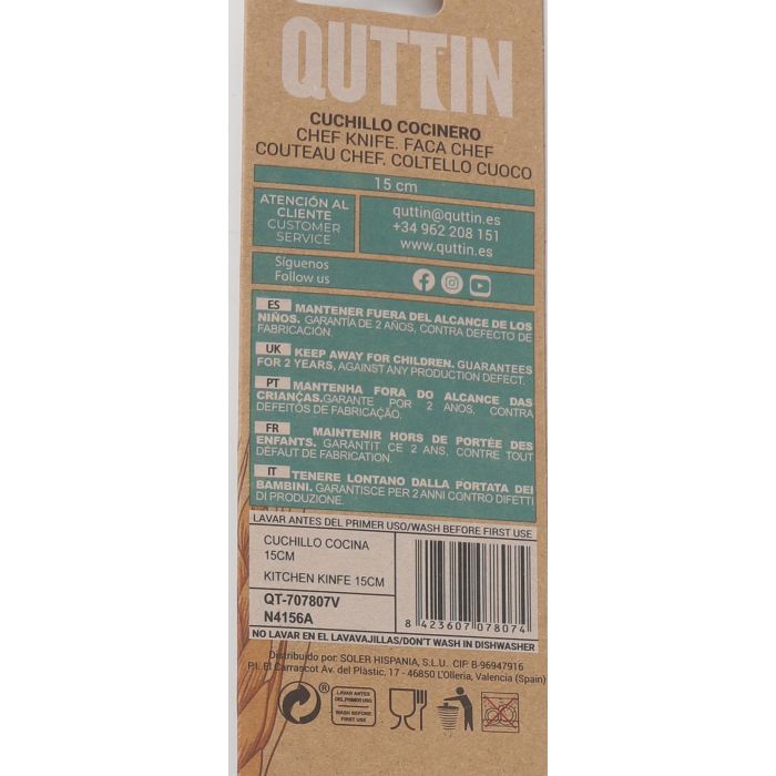 Cuchillo de Cocina Quttin 15 cm Bio (24 Unidades) 2 Cuchillo de Cocina Quttin 15 cm Bio (24 Unidades) 2