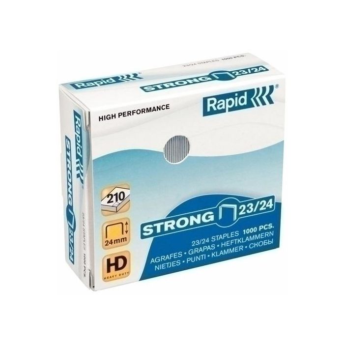 Rapid 23/24 Grapas Strong de alambre galvanizadas para gruesos, caja de 1000 unidades