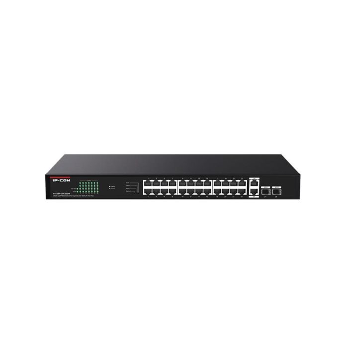Ip-Com G1128P Switch Gigabit Ethernet PoE+ 24 Puertos PoE+ (28 Total) 250W 56 Gbps Rack 1U Ip-Com G1128P Switch Gigabit Ethernet PoE+ 24 Puertos PoE+ (28 Total) 250W 56 Gbps Rack 1U