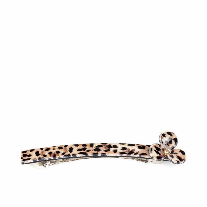 Inca Pasador de Pelo para Niñas y Bebés, Flor Animal Print Marrón con Circonitas Brillantes, 8 cm - 1 Unidad