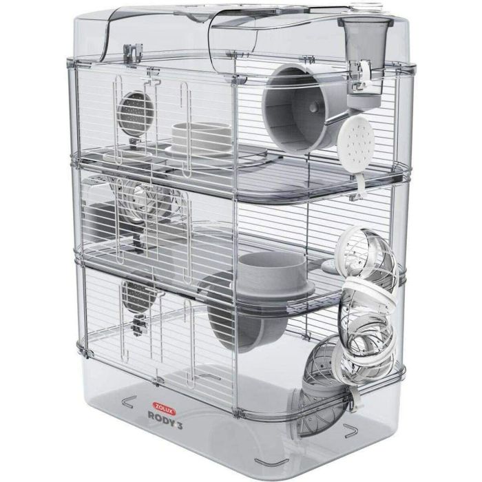 Zolux ZOL3336022060225 Jaula Rody3 Trio de 3 niveles para hámsteres, ratones y jerbos - L 41 x P 27 x H 53 cm - Blanco 2