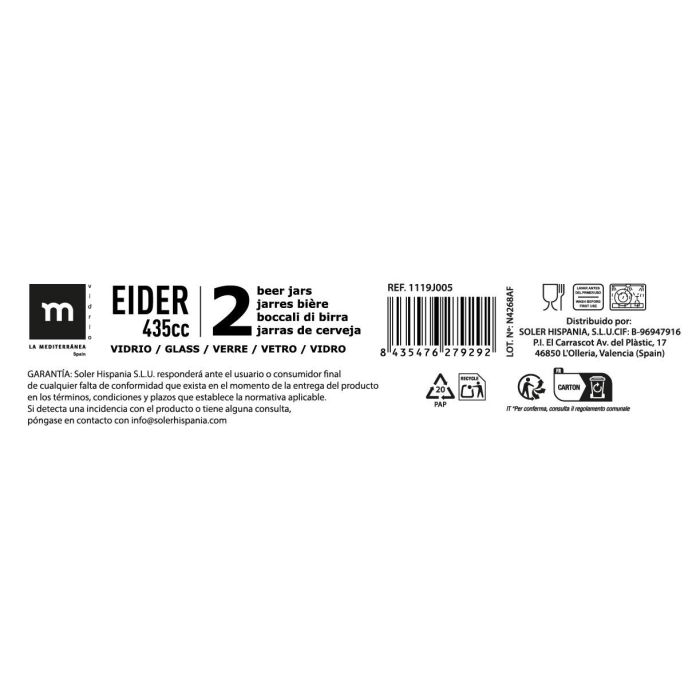 Set de 2 Jarras Eider 435 cc - Inde (12 Cajas) 3 Set de 2 Jarras Eider 435 cc - Inde (12 Cajas) 3