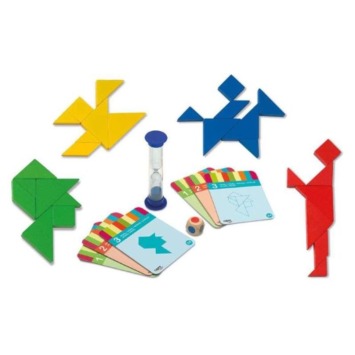 Juego 4 tangrams de madera, hasta 4 jugadores y 3 niveles de dificultad 31,5x18x3 cm Juego 4 tangrams de madera, hasta 4 jugadores y 3 niveles de dificultad 31,5x18x3 cm
