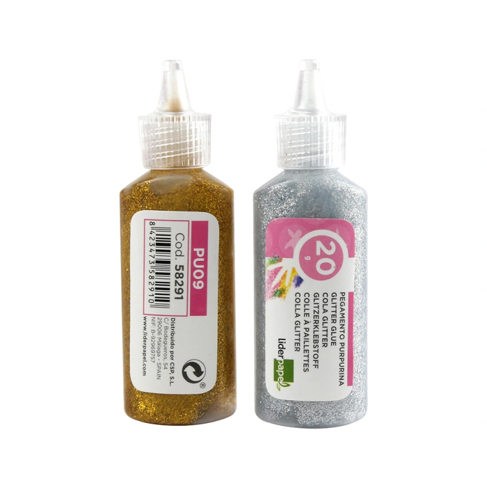 Liderpapel Purpurina Fantasia Colores Metalicos Oro y Plata Bote 20 gr 2