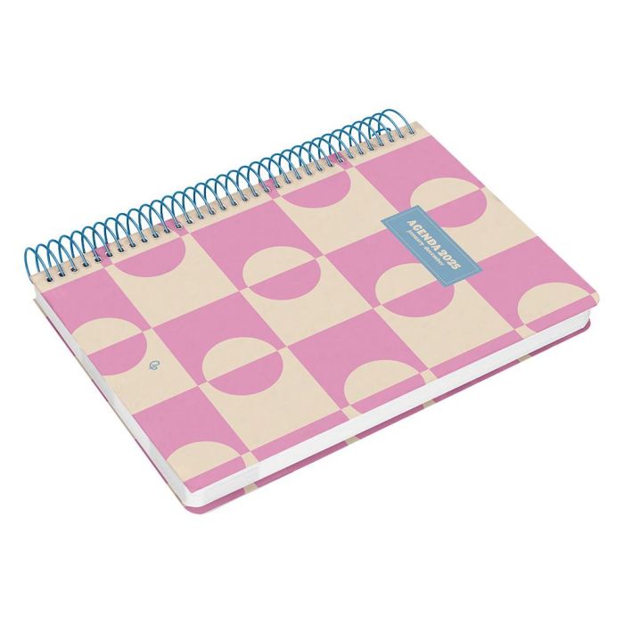 Agenda Espiral Liderpapel Classic A6 2025 Semana Vista Color Rosa Papel 70 gr 3