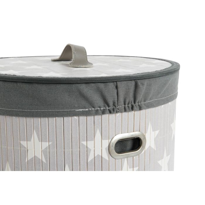 DKD Home Decor Cesta Ropa Tradicional Gris Blanco 38 x 60 x 38 cm Set de 3 (2 Unidades) 2