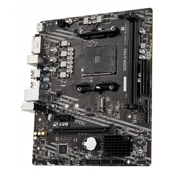MSI A520M-A PRO Placa Base AMD A520 Zócalo AM4 Micro ATX para Ryzen 3ª Gen / 4000G DDR4 4600MHz con Turbo M.2 2