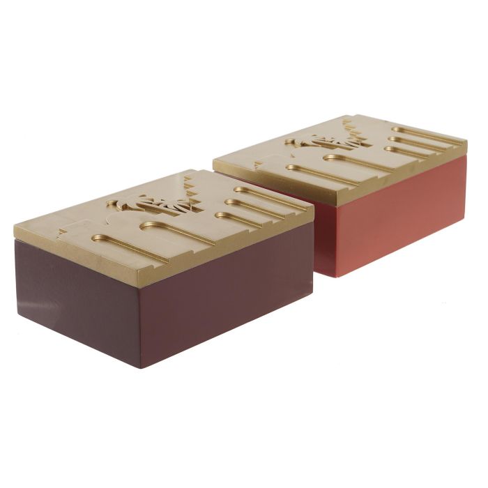 DKD Home Decor Caja Cozy boho 22 Marron Oscuro Terracota 12 x 6.5 x 17 cm (4 Unidades) 2