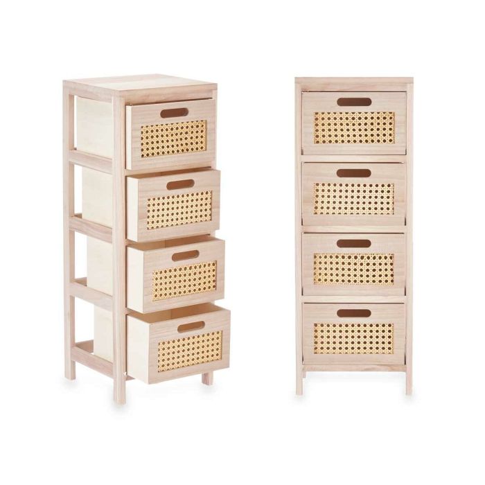 Cajonera GiftDecor Rattan Natural 27 x 73 x 25 cm 4 cajones 2