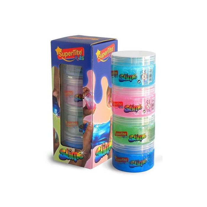 Juego Supertite Slime Bote 120Gr Surtido Colores Purpurina Pack De 4