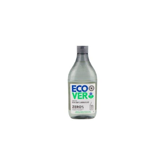 ECOVER Lavavajillas Zero % ecológico 450ml. Sin fragancia ni colorante, biodegradable, ideal pieles sensibles.