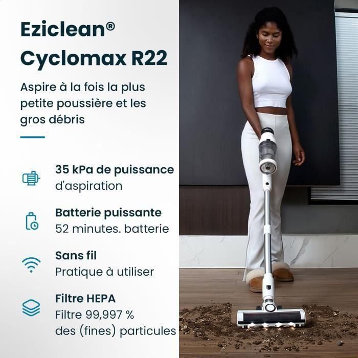 Estación EZICLEAN Cyclomax R22 - Aspiradora sin cable - 52 min - 500 W - 35 kPa - Blanco 1 Estación EZICLEAN Cyclomax R22 - Aspiradora sin cable - 52 min - 500 W - 35 kPa - Blanco 1