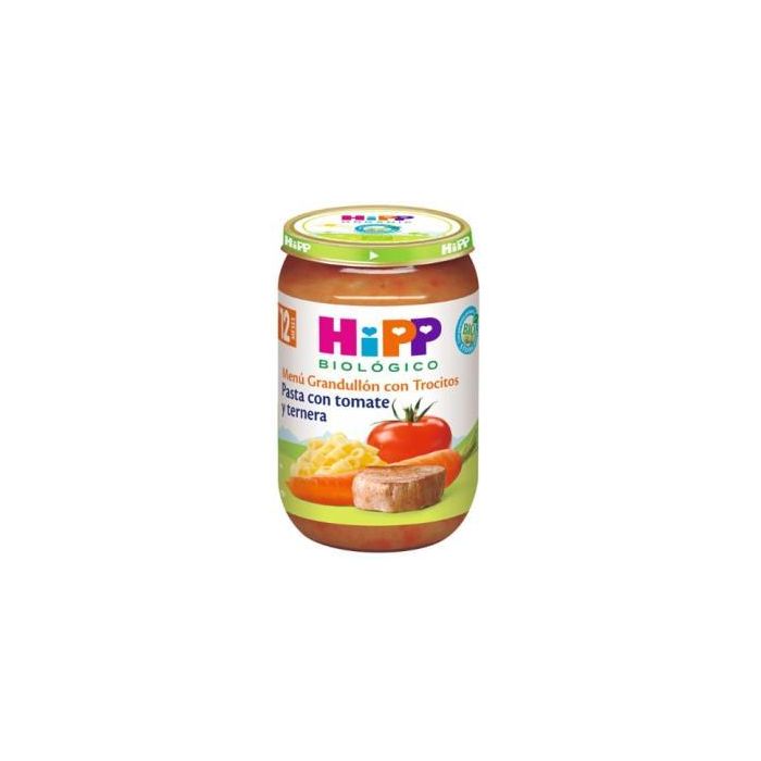 HIPP Potito Pasta con Tomate y Ternera Bio, Alimento Infantil a partir de 12 Meses, 220g
