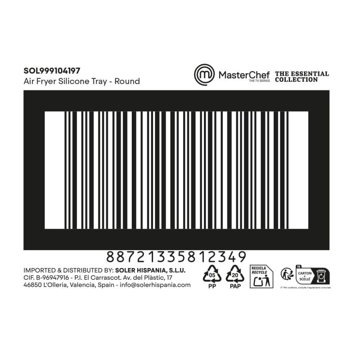 Inde Molde Redondo Silicona Freidora Aire 19,7x19,7x2,6 cm (24 Unidades) 1