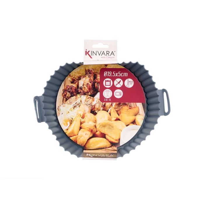 Kinvara Molde Redondo de Silicona Gris Oscuro para Freidora de Aire, Capacidad 2.5-5 L y 22.5x6.5x19.5 cm (12 Unidades) 2 Kinvara Molde Redondo de Silicona Gris Oscuro para Freidora de Aire, Capacidad 2.5-5 L y 22.5x6.5x19.5 cm (12 Unidades) 2