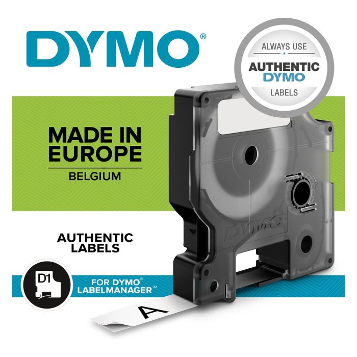 Dymo 40910 Cinta de Transferencia Térmica D1, Etiquetas Estándar Negro sobre Transparente 9mm x 7M Poliéster Autoadhesiva para Rotuladora LabelManager 13 Dymo 40910 Cinta de Transferencia Térmica D1, Etiquetas Estándar Negro sobre Transparente 9mm x 7M Poliéster Autoadhesiva para Rotuladora LabelManager 13