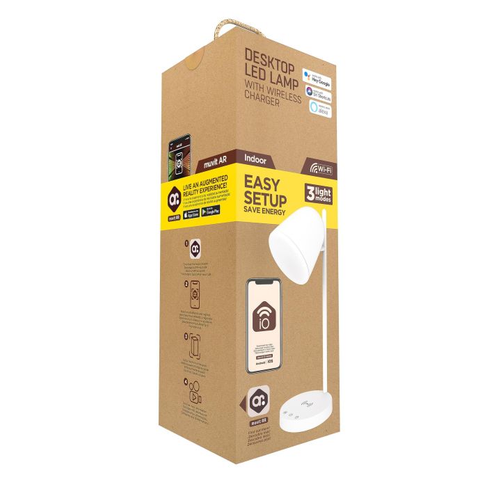 Muvit iO Lámpara Sobremesa LED WiFi con Carga Inalámbrica, Control por App y Compatible con Google Home, Alexa y Siri 6