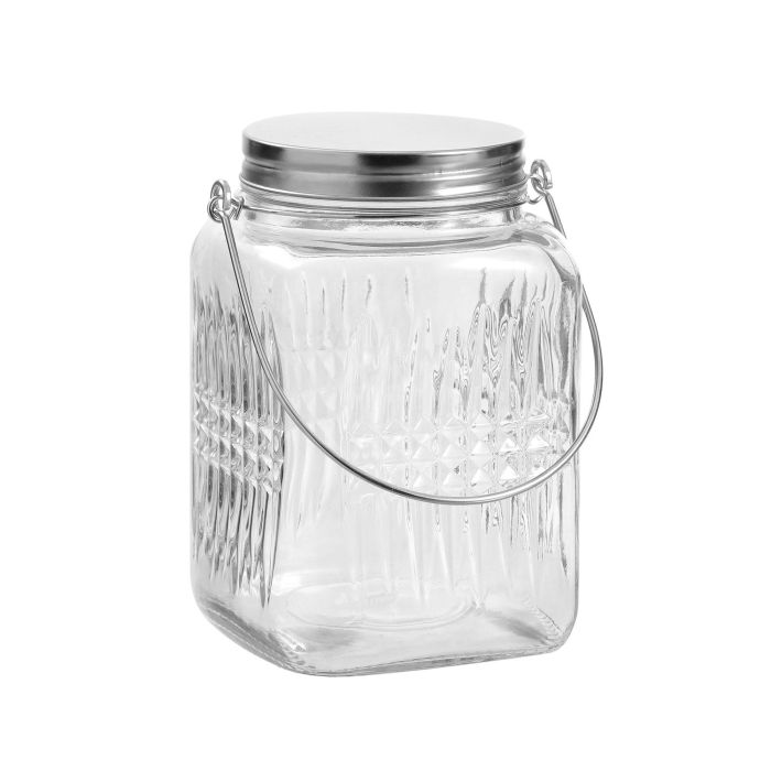 La Mediterranea Tarro de Vidrio con Tapa de Acero y Asa, 1450 ml (11 x 17 x 11 cm) (12 Unidades)