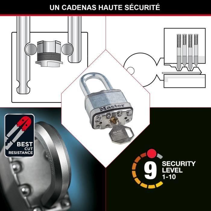Candado de Alta Seguridad - MASTER LOCK - M115EURTRILF - Con llave - Acero laminado revestido - Exterior - Antióxido - Arco M - Paquete de 3 2 Candado de Alta Seguridad - MASTER LOCK - M115EURTRILF - Con llave - Acero laminado revestido - Exterior - Antióxido - Arco M - Paquete de 3 2