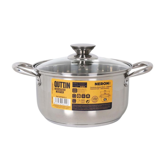 Inde Cacerola Acero Inoxidable 20 cm 4L con Tapa 'New Neron' (4 Unidades) 5