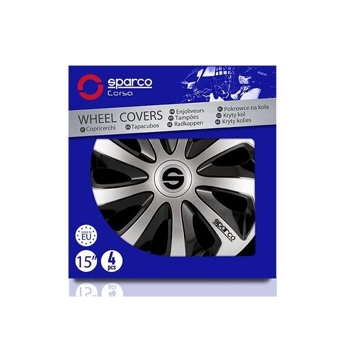 Tapacubos Sparco Sicilia CS5 Negro Plateado 15" (4 uds) 4