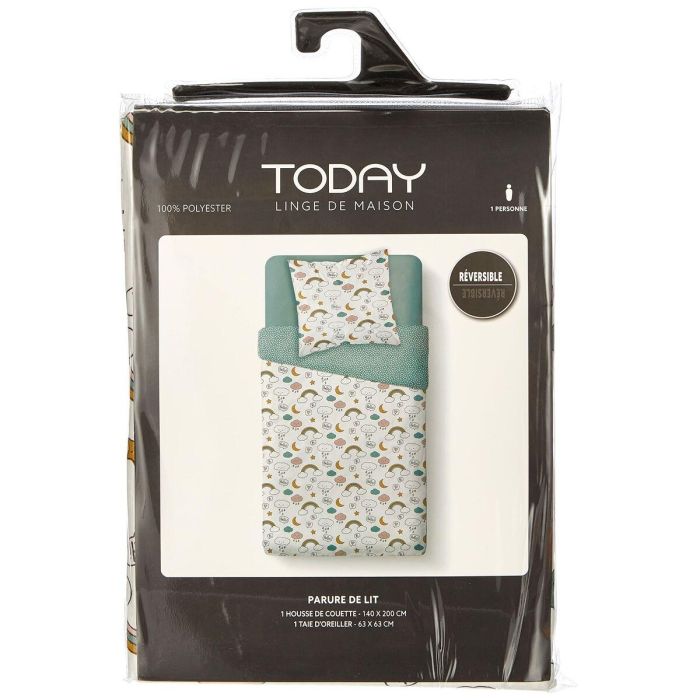Today 1.15 Juego de Cama Infantil Kids First - Funda Nórdica 140x200cm + Almohada 63x63cm - Poliéster Fácil Mantenimiento - Blanco Estampado 3
