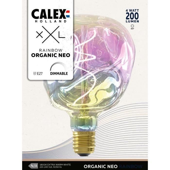 Bombilla LED E27 - CALEX - G125 NEO ORGANIC - Filamento flexible - 4 W - 200 lm - 1800 K - Regulable - Arco iris 1