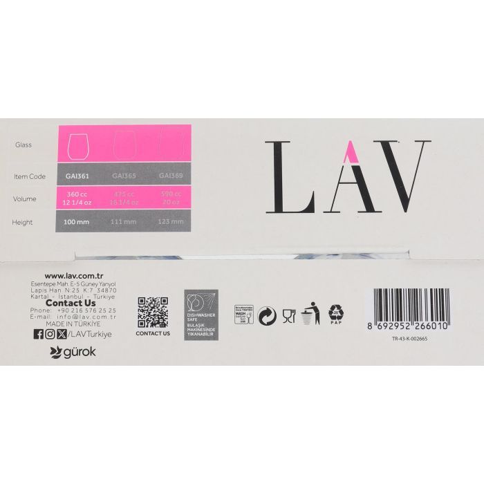 Set de 4 Vasos Gaia Flores 360 cc - LAV (6 Cajas) 6 Set de 4 Vasos Gaia Flores 360 cc - LAV (6 Cajas) 6