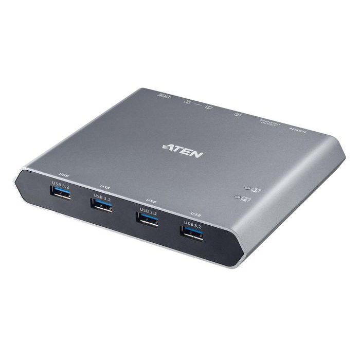 Aten 2-Port USB-C 4K DisplayPort KVM Dock Switch con Power Pass-through y Soporte Periférico USB 3.2
