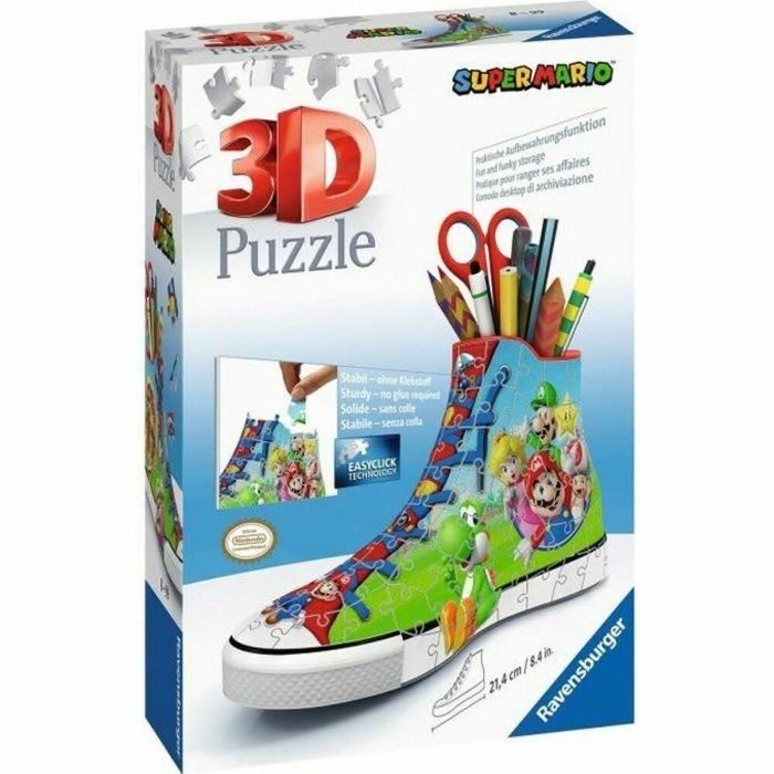 Ravensburger Puzzle 3D Sneaker Super Mario 112678, Portalápices Único con 108 Piezas