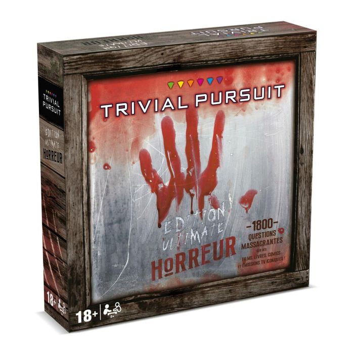 Winning Moves Trivial Pursuit Edición Horror. Juego de Mesa con 1800 preguntas y 6 categorías de terror. Incluye 6 peones de coleccionista.