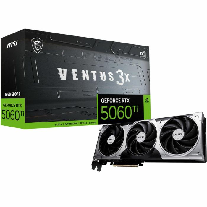MSI Tarjeta Gráfica NVIDIA GeForce RTX 5060 Ti VENTUS 3X OC 16GB GDDR7 PCIe 5.0 con 4608 Núcleos CUDA y 2602 MHz