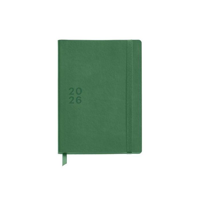 Agenda Anual (2026) Miquelrius Trends Back To Basics Cosida Tapa Simil Piel Con Goma 140X190 S/V Verde