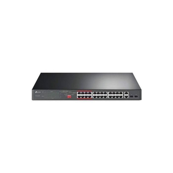 TP-Link TL-SL1226P Switch 24 Puertos Gigabit PoE+ No Gestionable, 24x 10/100 Mbps + 2x Gigabit RJ45, 2 SFP, 250W Total, Extensor PoE hasta 250m